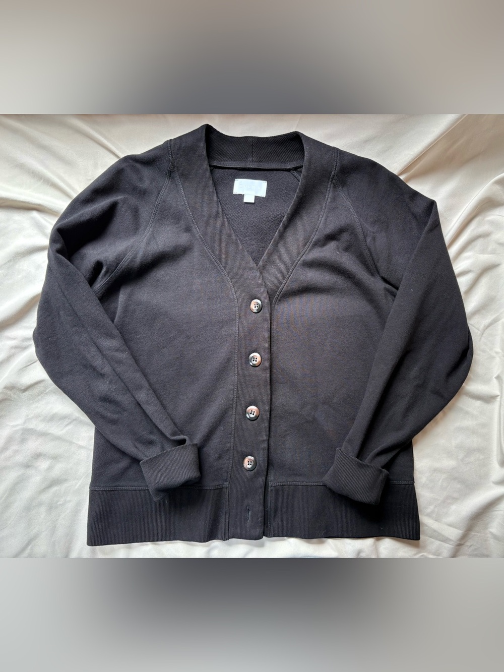Every Brand Black V-Neck Button Cardigan Cotton